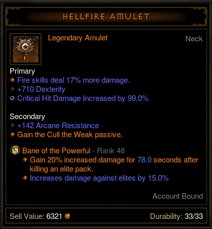 A beautiful Hellfire Amulet.